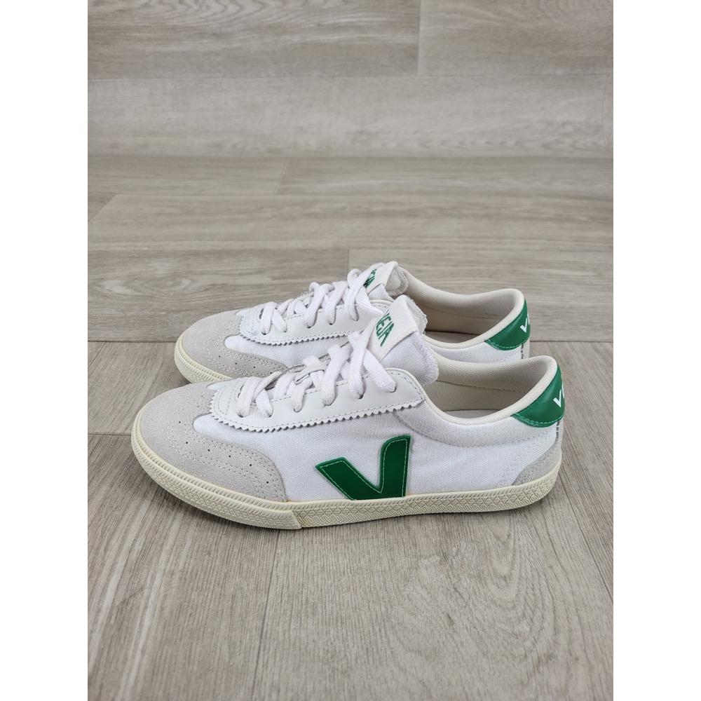 Veja Volley Canvas White Emeraude Green Sneakers VO0103525A410 Womens 6 - Picture 4 of 10